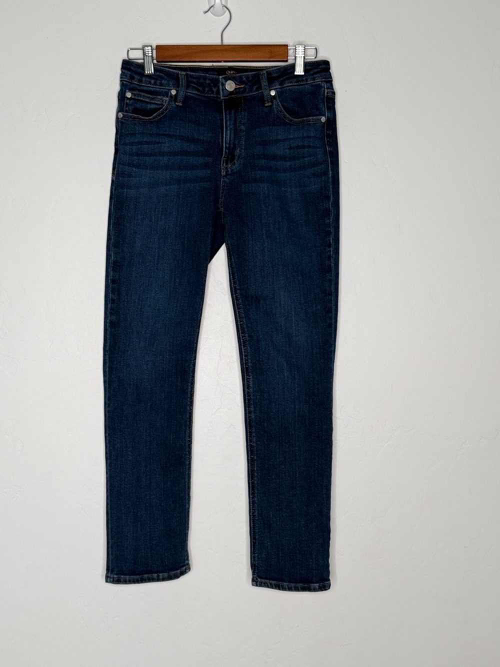 Quince Mid Rise Slim Straight Jeans Women’s 28 Dark Wash Stretch Denim Cropped - Picture 2 of 6